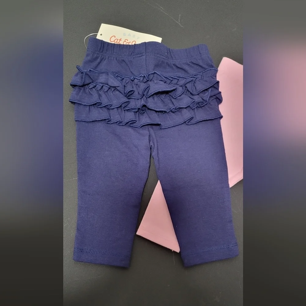 Size 0-3 Months | Cat & Jack Baby Girl Blue And Pink Tights - Picture 3 of 8